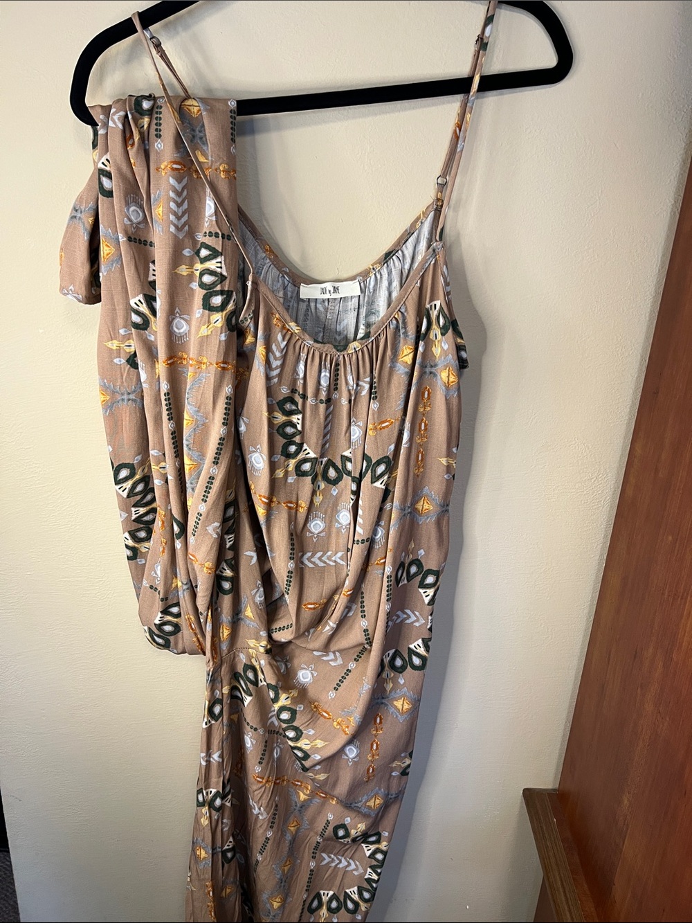 Jade by Jane Wide-Leg Jumpsuit with Geometric Accents and Pockets